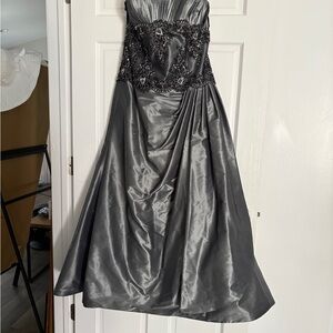 Rina diMontella Charcoal Strapless Gown